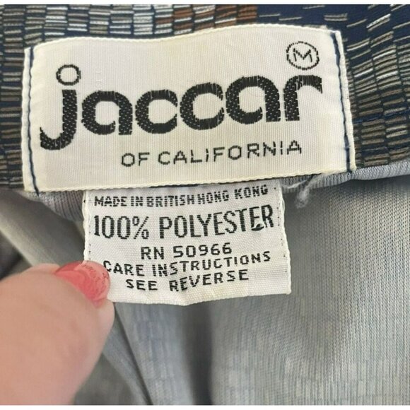 Vintage Jaccar of California Geometric Print Polo Shirt Large 70s Disco Vibe - Picture 3 of 10